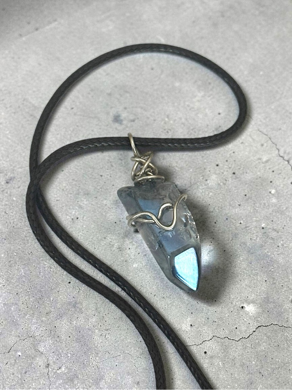 5 For $25💫Wire Wrapped Smoke Blue Quartz Pendant Necklace
